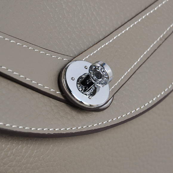 High Quality Replica Hermes Lindy 30CM Havanne Handbags 1057 Grey Leather Silver Hardware